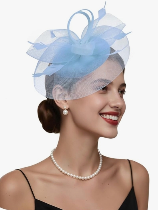 NEW Kentucky Derby Baby Blue Fascinator Hat. See pictures for measurements